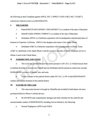 Illustration for article titled First iPhone 4 Class Action Suit Filed Against Apple and AT&T (Updated)